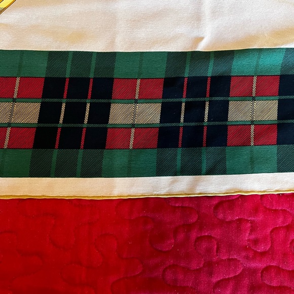 Vintage Gucci Silk Scarf Green Plaid Equestrian - Picture 2 of 9
